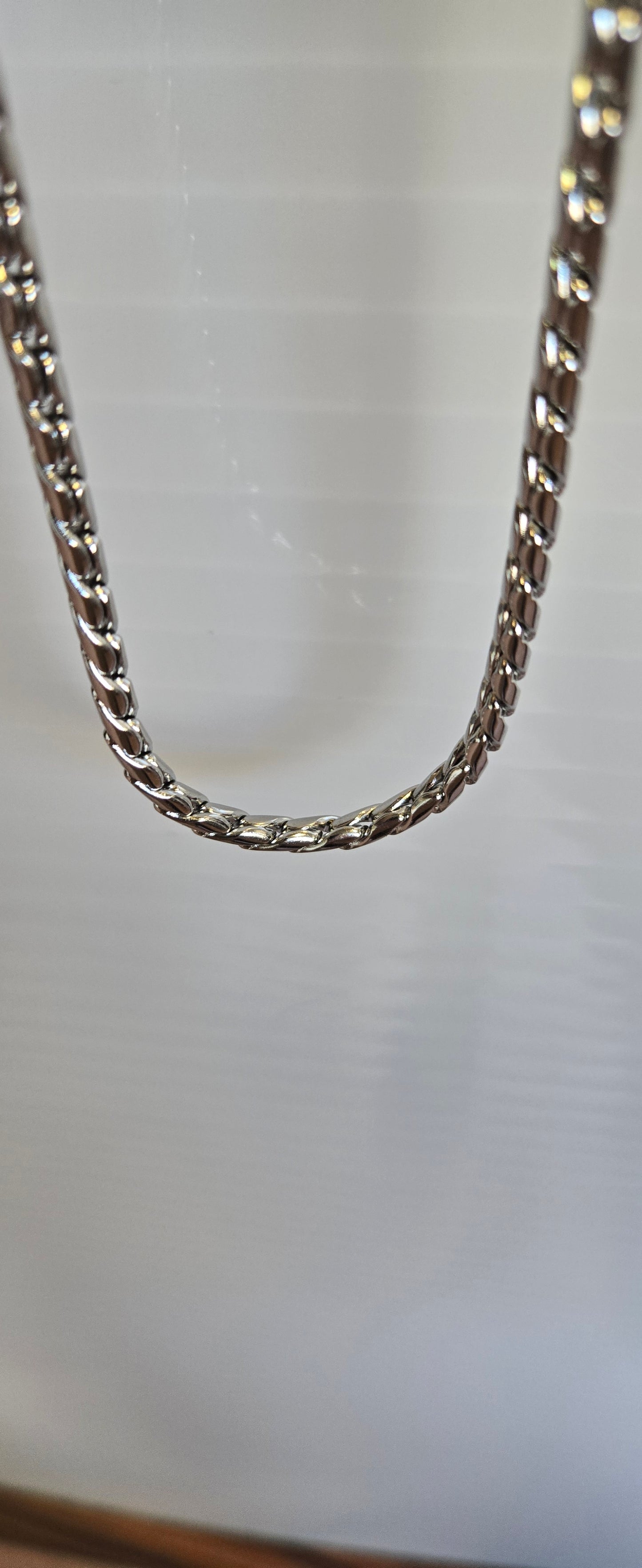 Collier maille palmier couleur argent