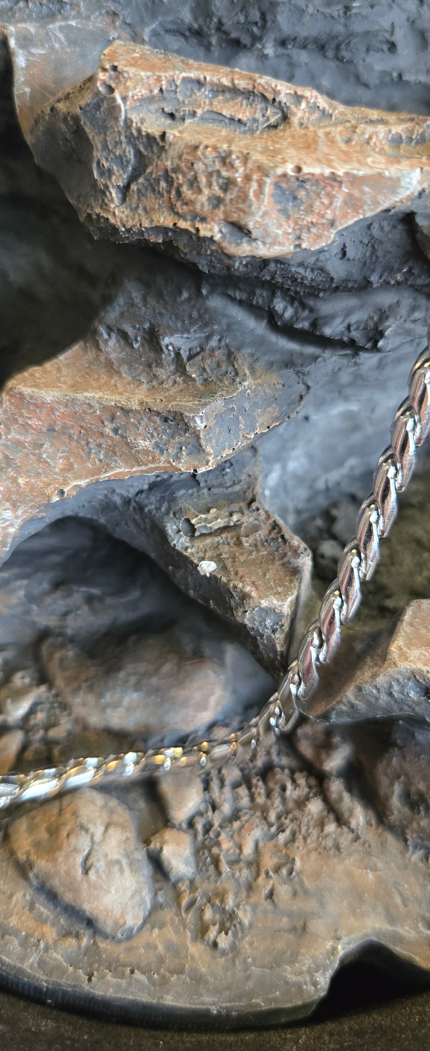 Collier maille palmier couleur argent