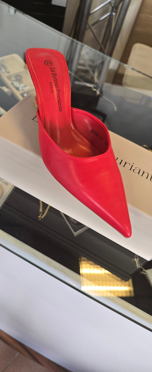 Mule en cuir rouge